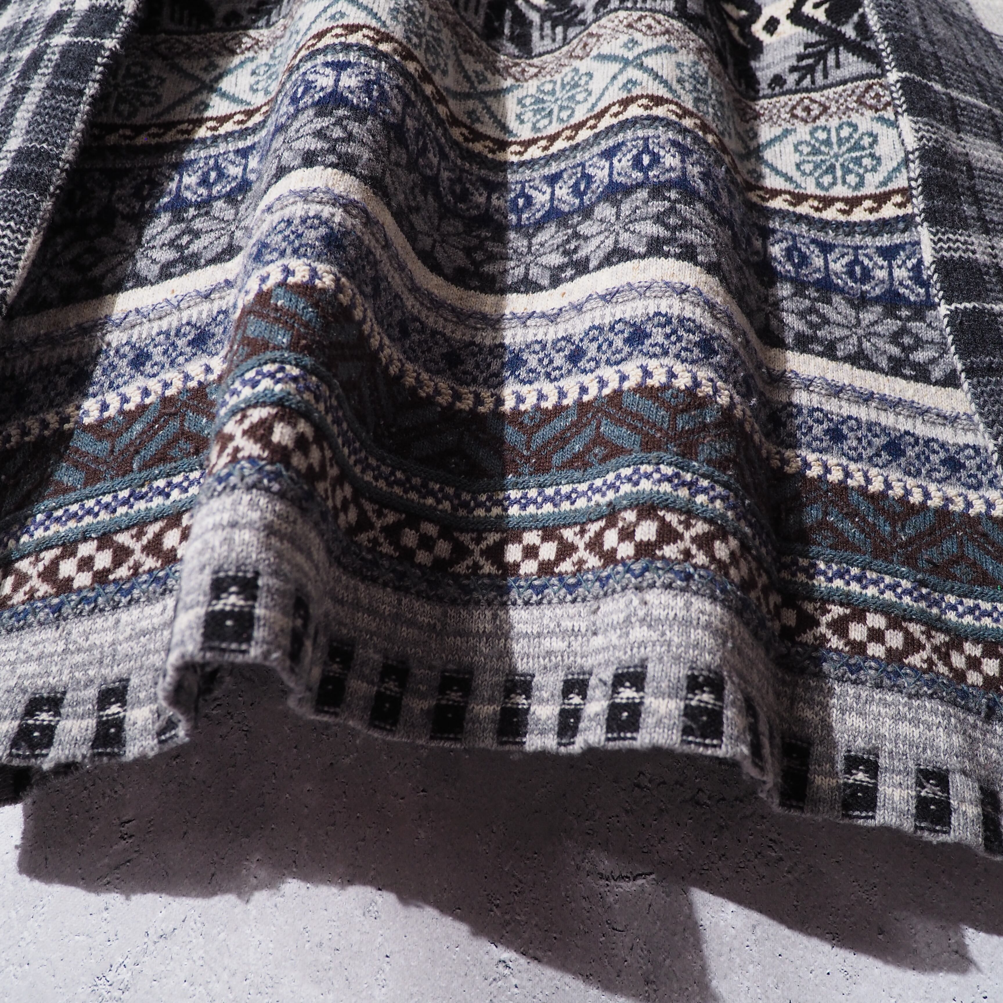 1990s ” KENZO ” Cold Nordic × check pattern combinations vintage knit