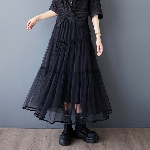 チュールティアード ロングワンピース00152