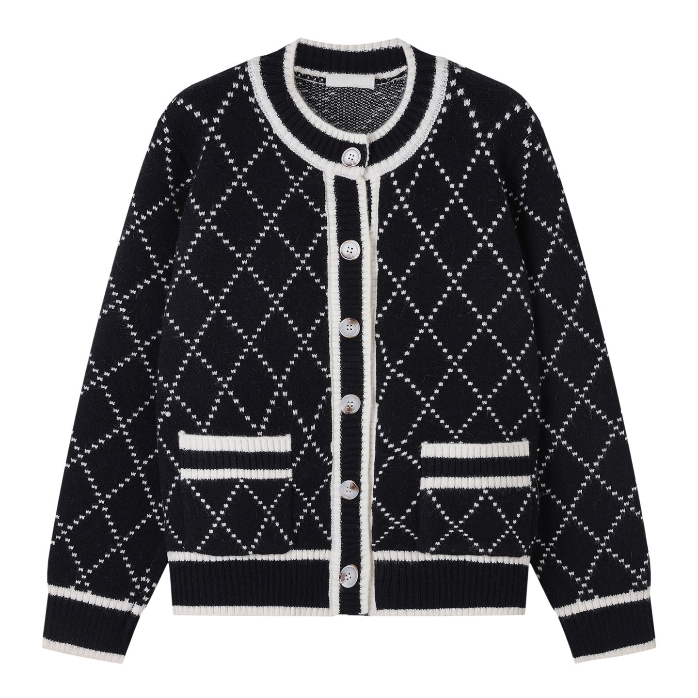 ダイヤパターンニットカーディガン A3436