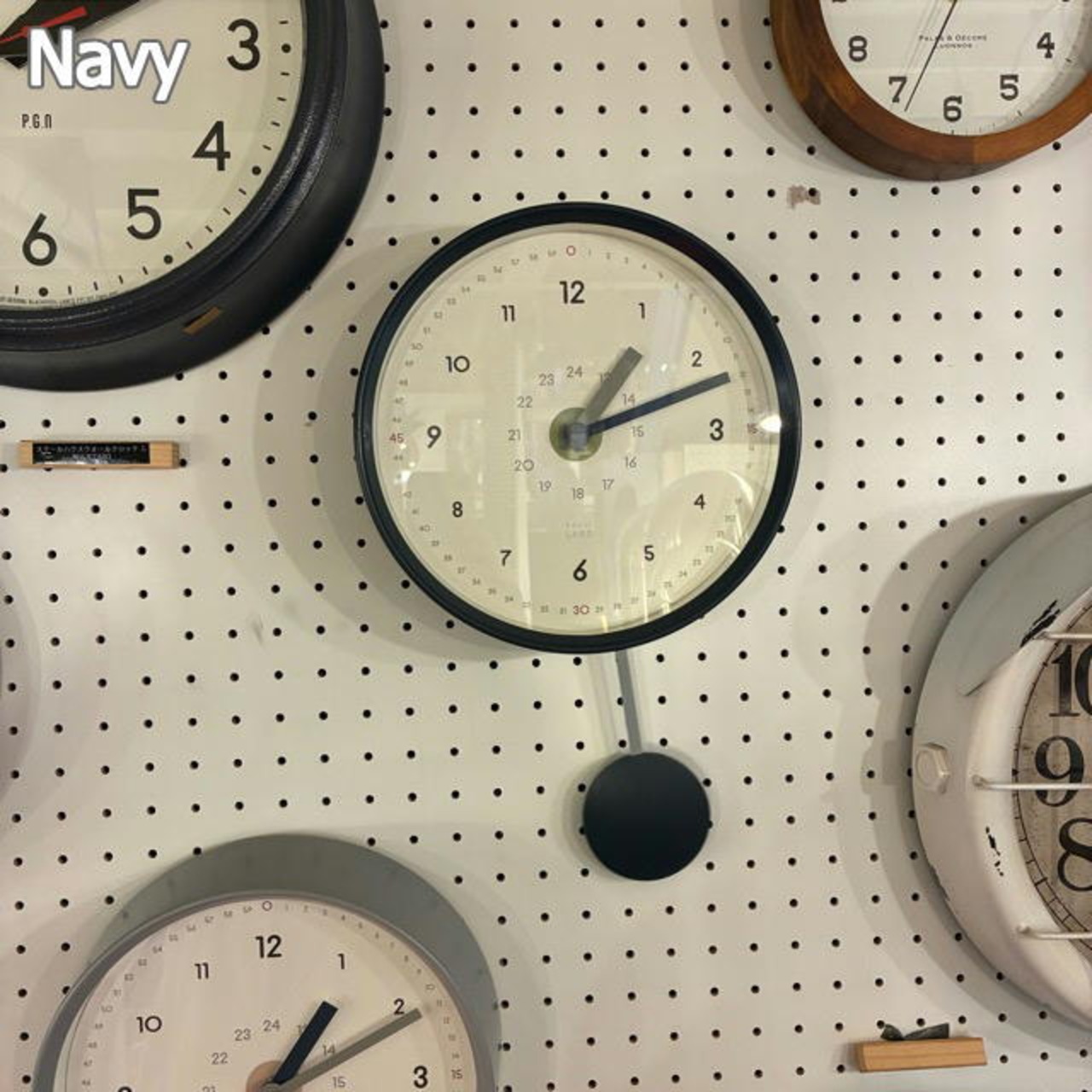 PIKO Clock　ピコクロック　全2色　グレー　ネイビー　振り子時計　壁掛け時計　掛時計　シンプル　レトロ　ナチュラル　キッチン　リビング　ダイニング