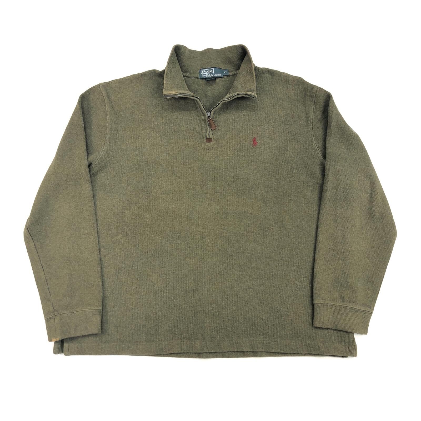 ポロラルフローレン ハーフジップ ニット XL グリーン 緑 茶色 ポニー 