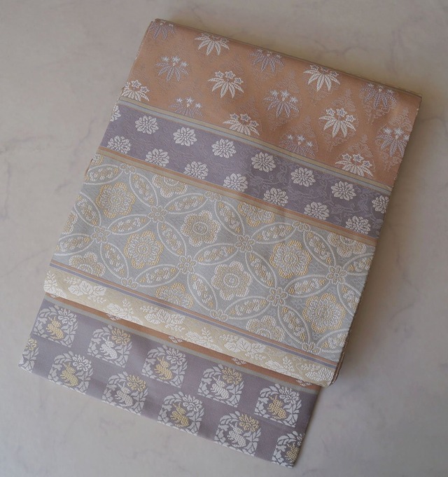 【なごや帯】変わり横段に有職文様　なごや帯