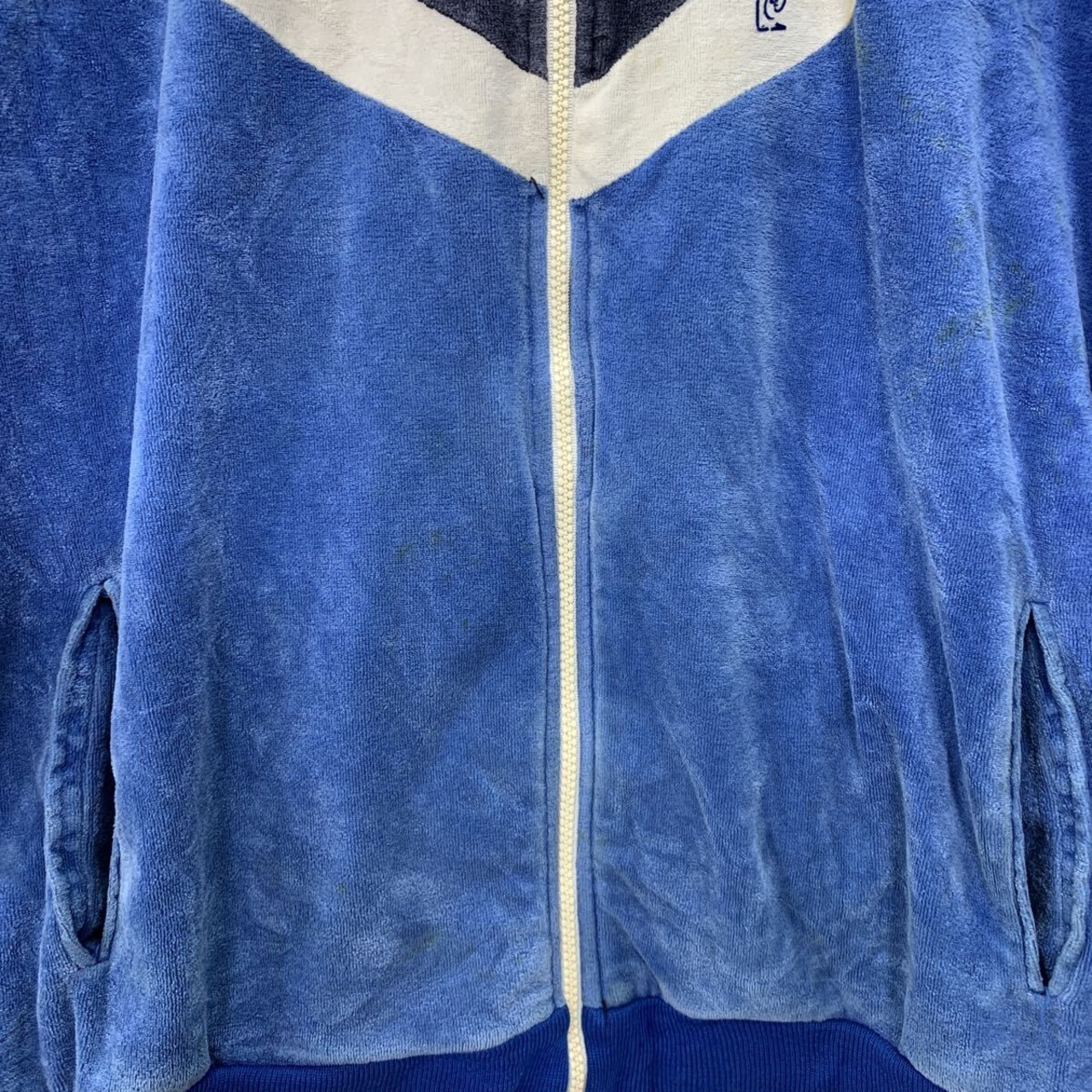 90s USA製 Pierre cardin フリース ジャージ XL ブルー ピエール 