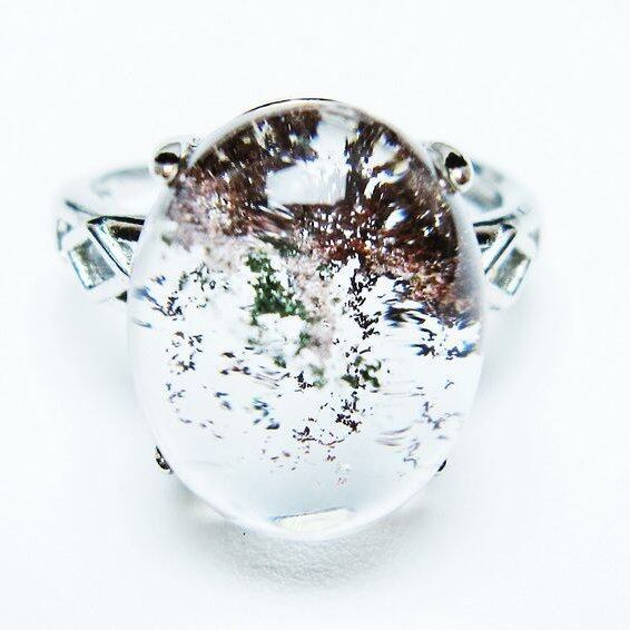 ガーデンクォーツ 指輪 ガーデン水晶 リング フリーサイズ 14号 一点物 メール便可 [M便 1/20] 115-6934