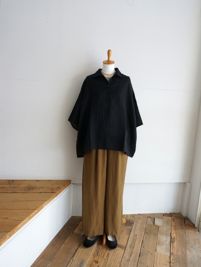 TRAVAIL MANUEL トラバイユマニュアル　ウォッシュリネン ハーフスリーブスキッパーシャツ