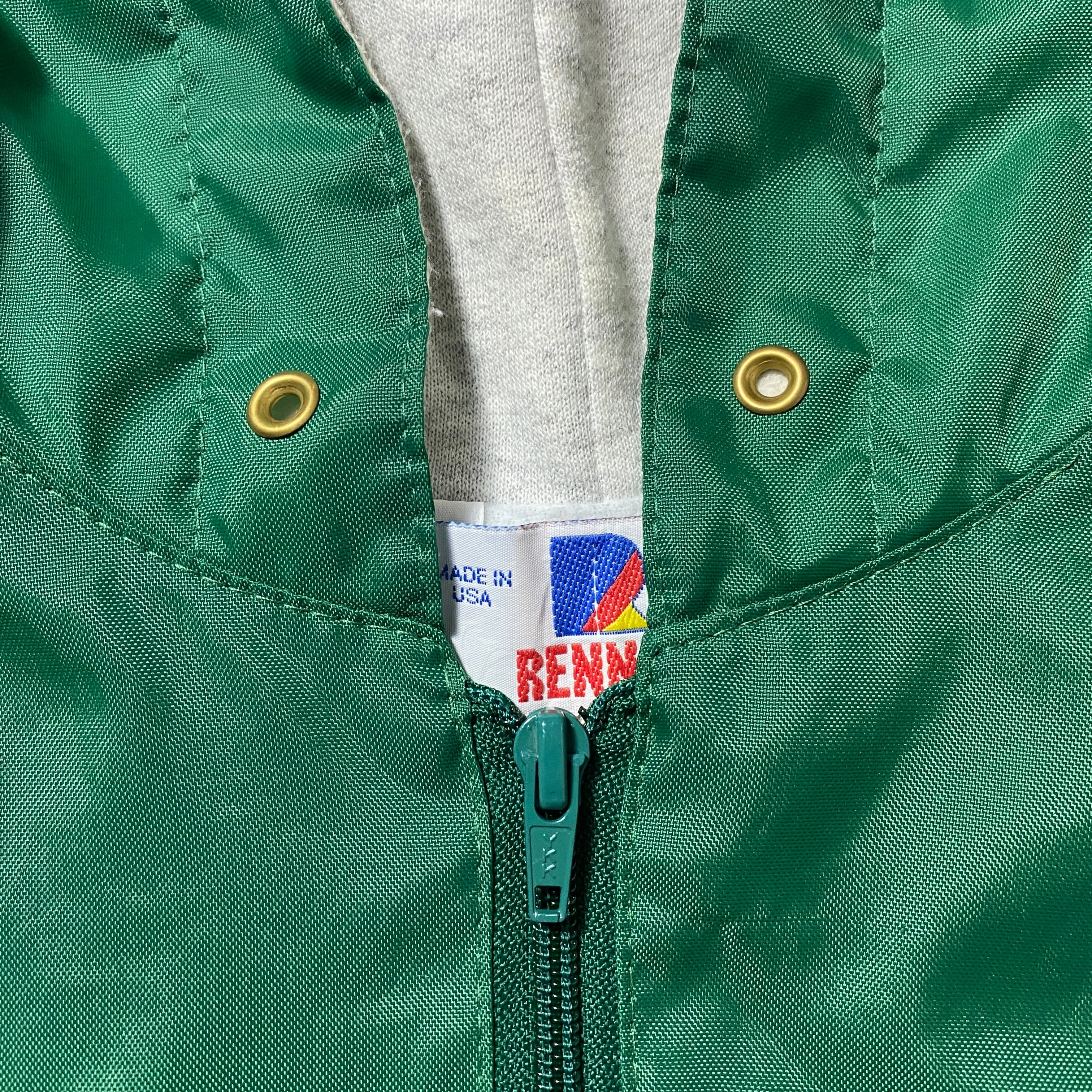 USA製】90's RENNOC 刺繍ロゴ ラインリブ ハーフジップ XXLサイズ