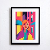 City Melancholy｜都会に生きる女性を描いたポップアートポスター｜感情と色彩が響くモダンインテリアに最適A4ポスター