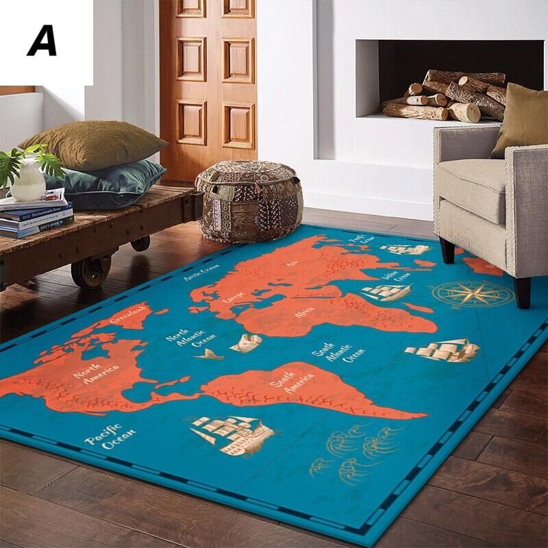 カーペット 世界地図 200cm × 140cm おしゃれ かわいい 絨毯