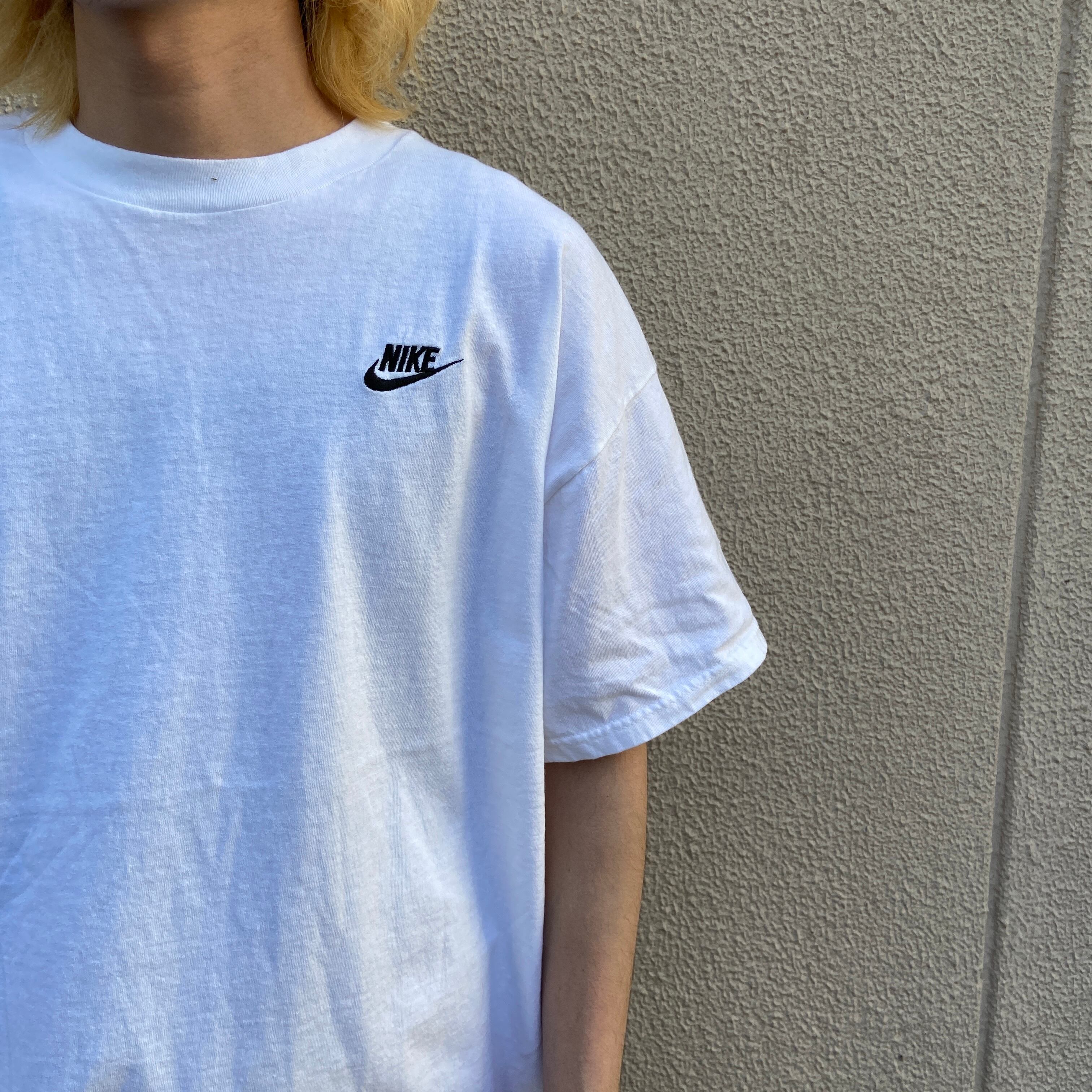 00s NIKE ナイキ スウォッシュロゴTシャツ ワンポイント刺繍 白 XL 