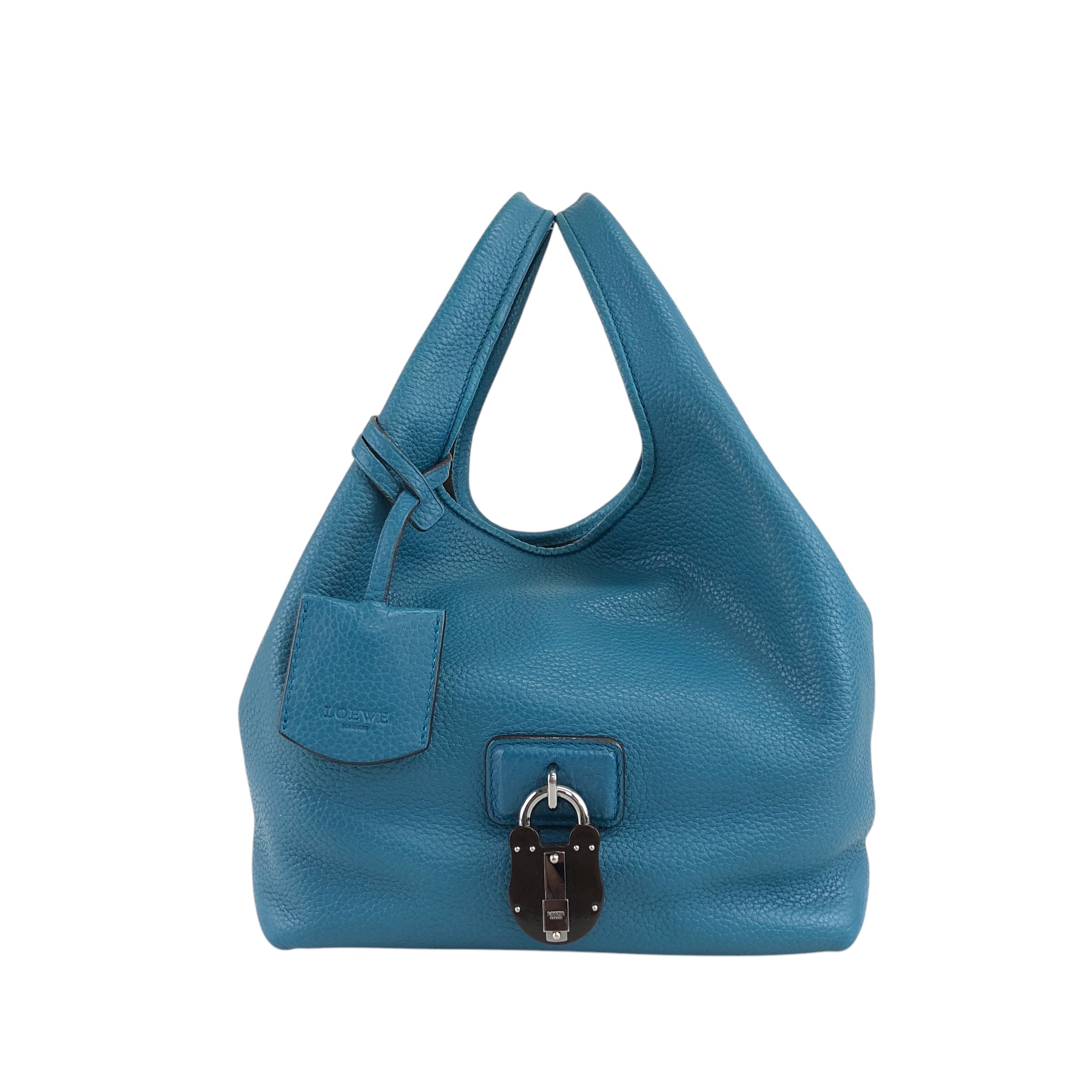 LOEWE ロエベ カリエPM ハンドバッグ ブルー カデナモチーフ レザー