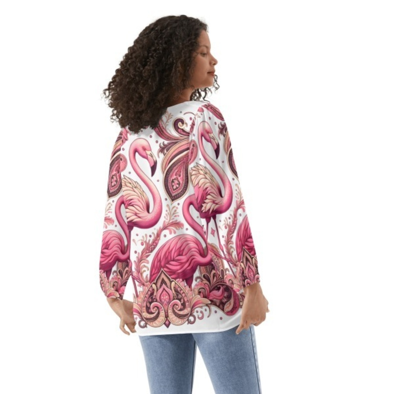 Women's Long-Sleeve Chiffon Blouse Paisley 4449