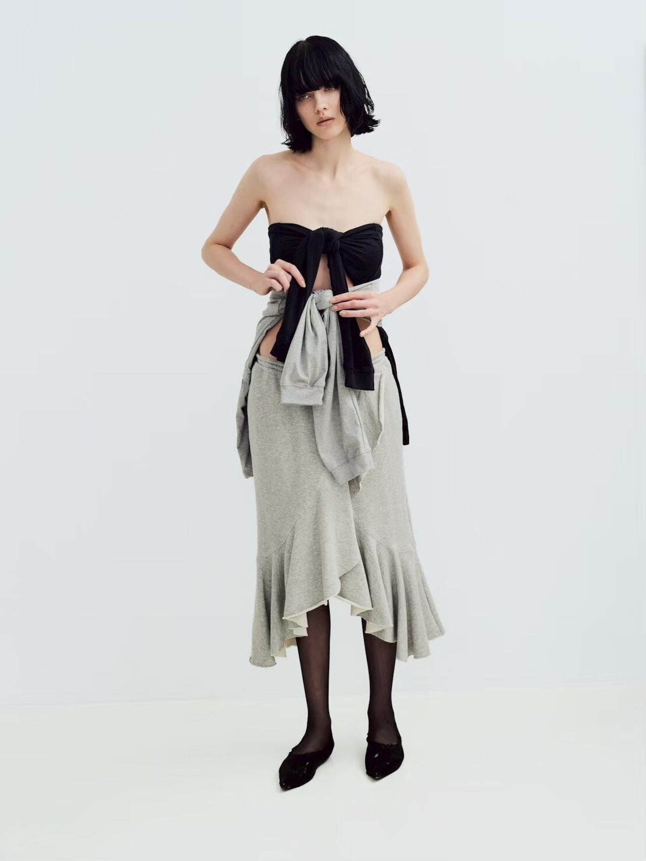 Frilled jersey skirt