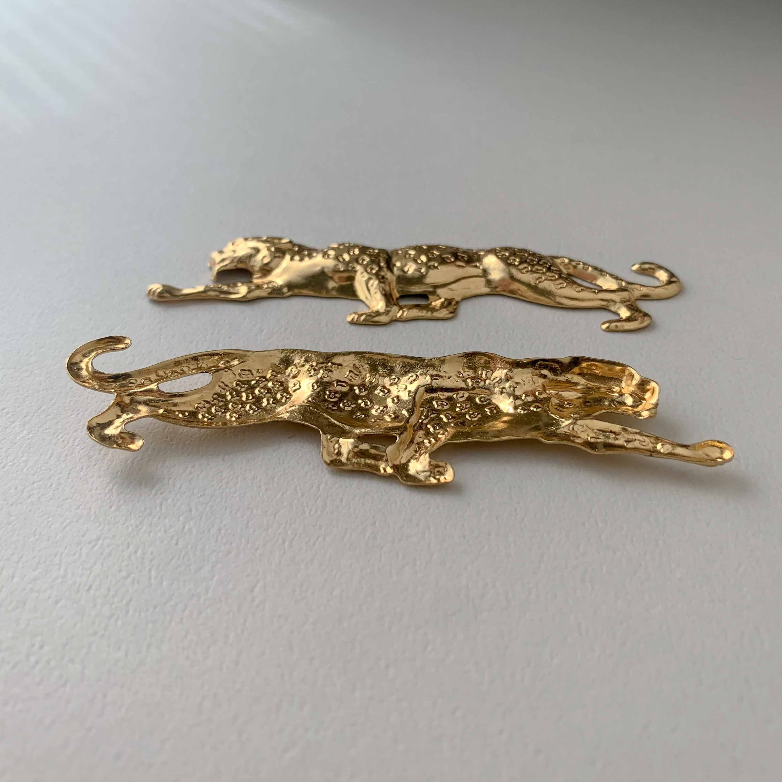 再入荷〉USA真鍮 ヒョウの横向き大ぶりチャームパーツ | Dua