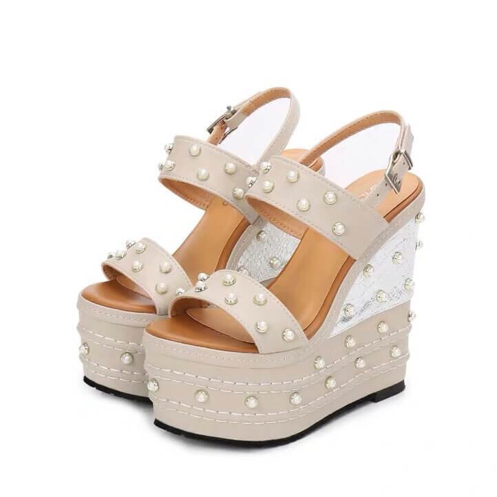 【大人気】パールソール厚底ウェッジソールサンダル16cm全3色