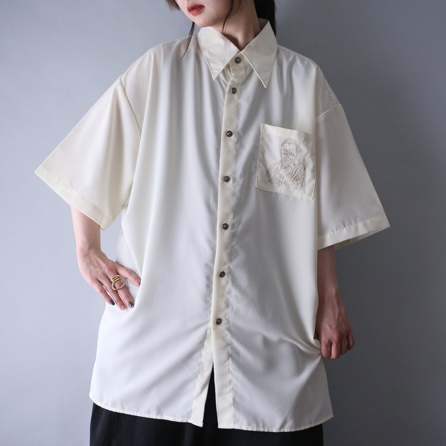 "刺繍" front and back design over silhouette h/s shirt（dead stock）