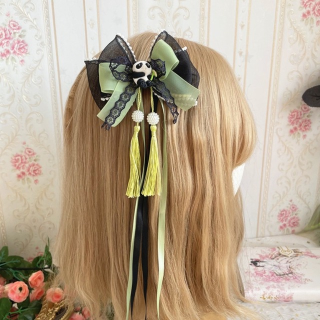 中華ロリータ パンダモチーフお団子ヘッドドレス2点セット
