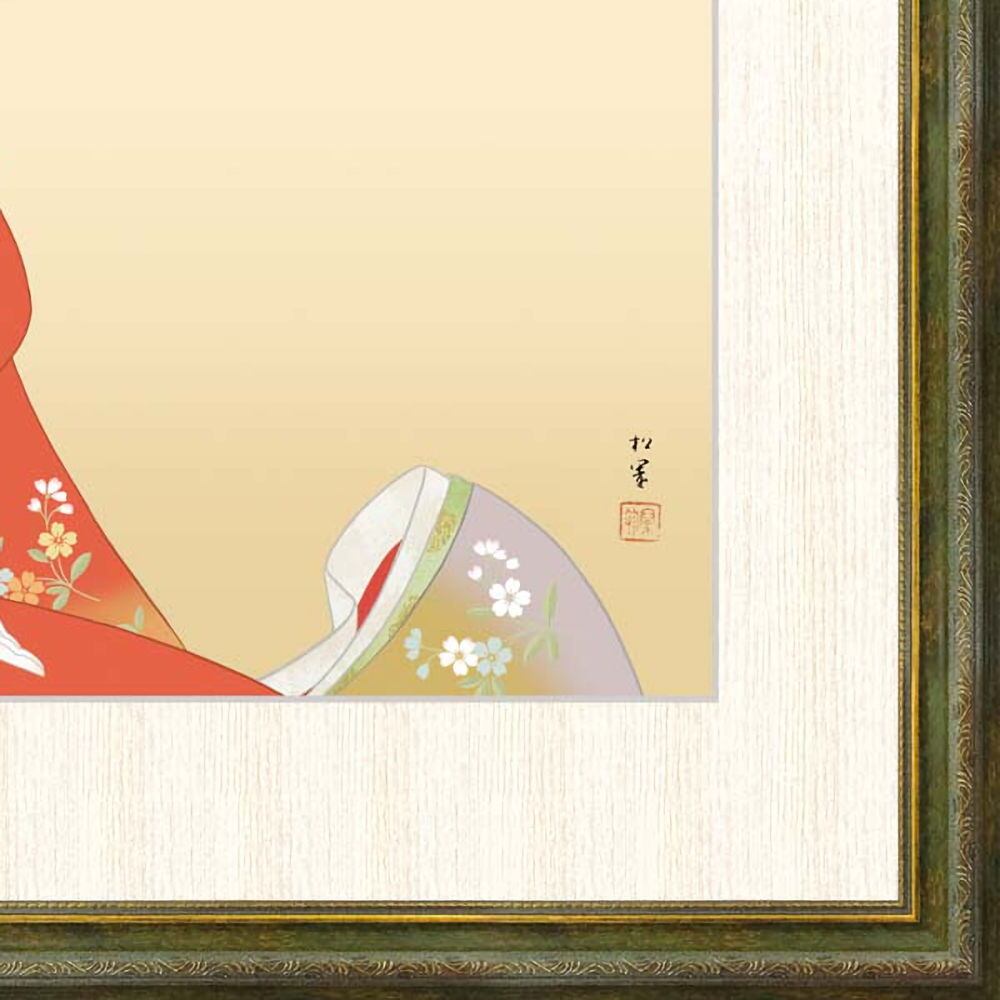 □ 上村松園『鼓の音（F8号）』高精彩工芸画(手彩補色) 複製画 新品 額