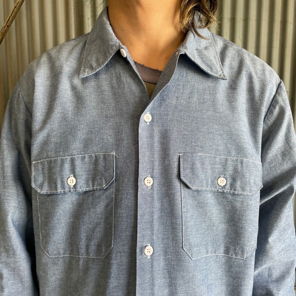 USA製 Dickies ディッキーズ 長袖 シャンブレーシャツ メンズL相当