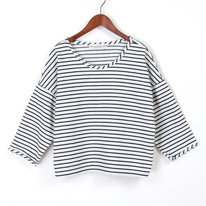 twill border blouse / ivory