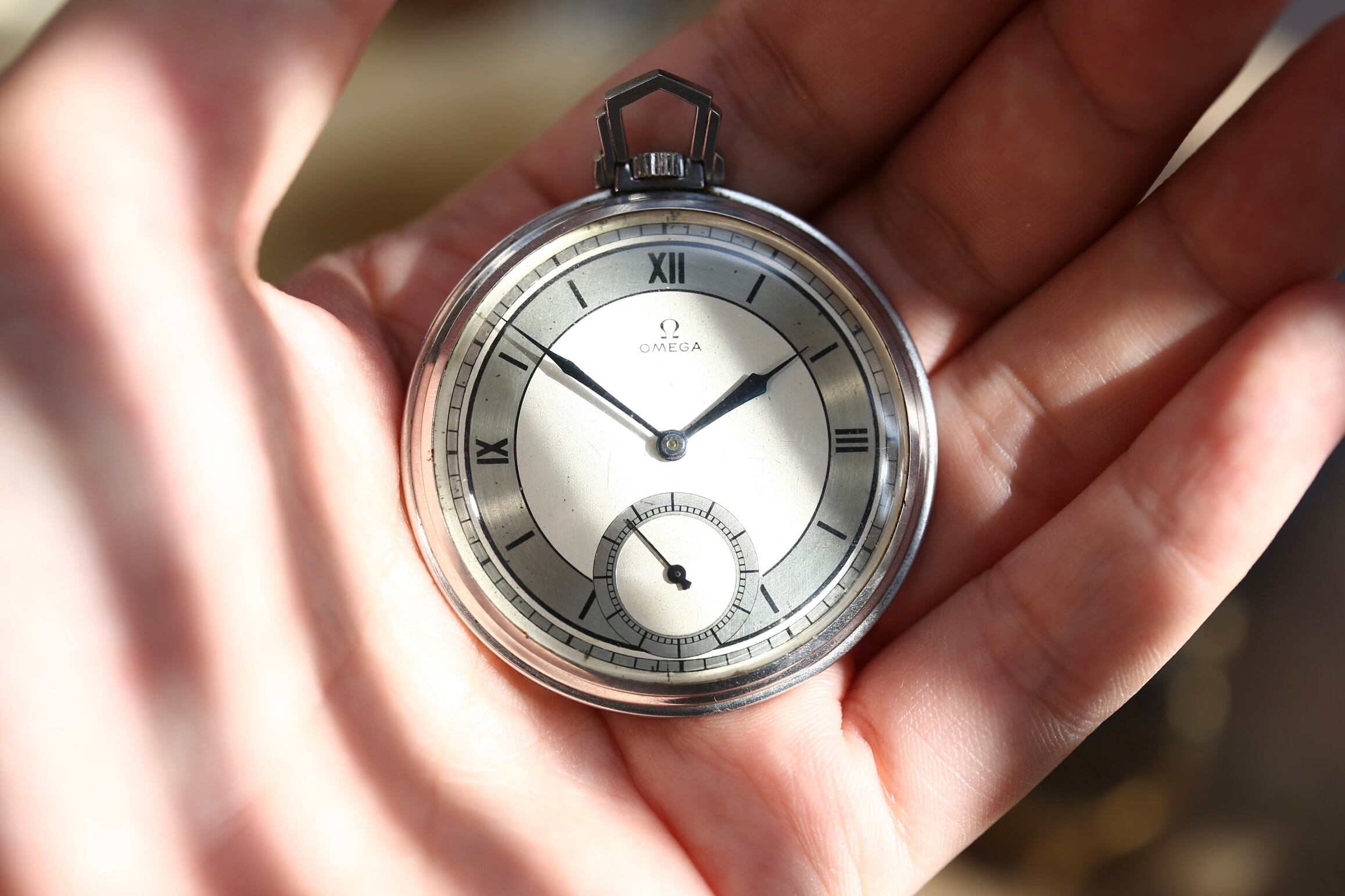 Omega 1930 S オメガ 薄型懐中時計 アールデコスタイル ブルースチール フルステンレス仕様 ローマンインデックス セクターダイヤル Vintagewatch Pocket Watch Hand Winding アンティーク ビンテージ時計修理 販売 Whitekings ホワイトキングス