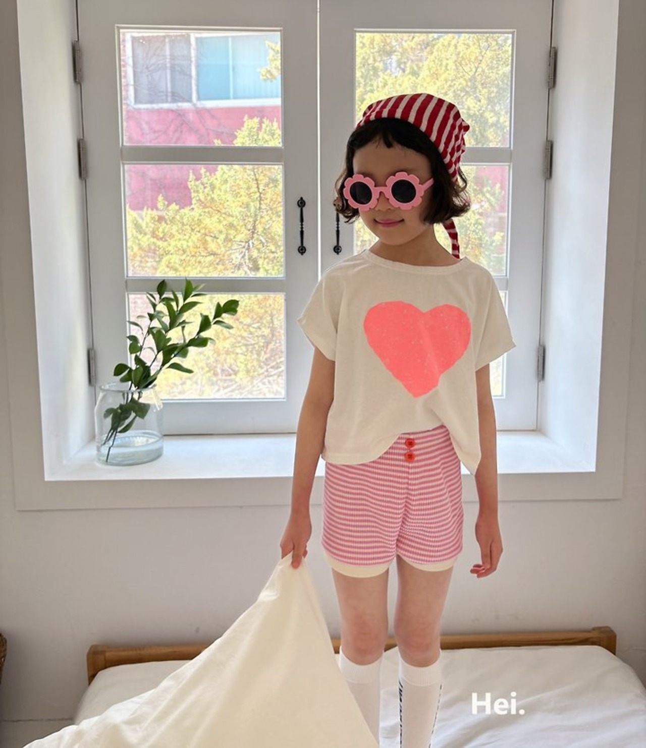 韓国子供服⌇Hei⌇ハートTシャツ⌇26summer⌇半袖Ｔシャツ⌇ *XS~XL*