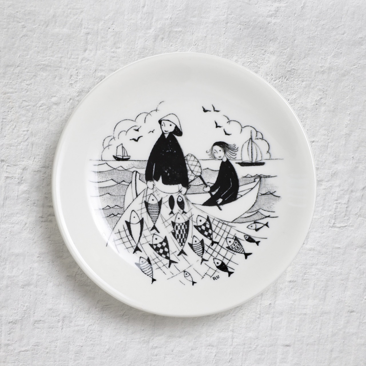 ARABIA アラビア 四季の暮らしの小さな飾り絵皿（豊漁） 北欧ヴィンテージ
