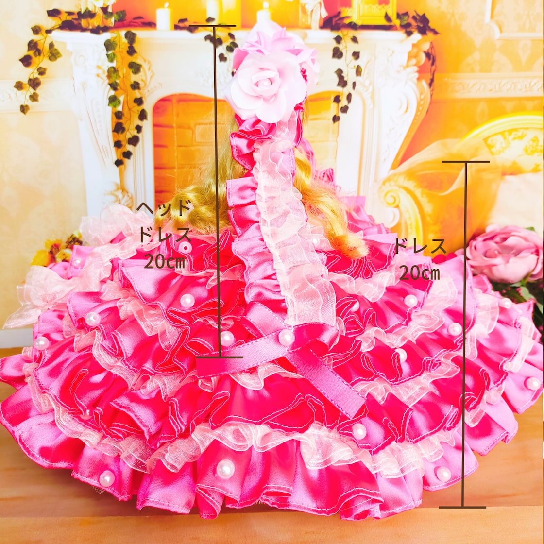 nana様 ヘッドドレス PINK luxury ,Furiru PINK HINAKO様専用 オーダーメイドドレス リカちゃん ピンク ドレス