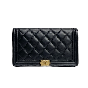 CHANEL シャネル ボーイシャネル 2つ折り財布 ブラック 24番台 7668-202206