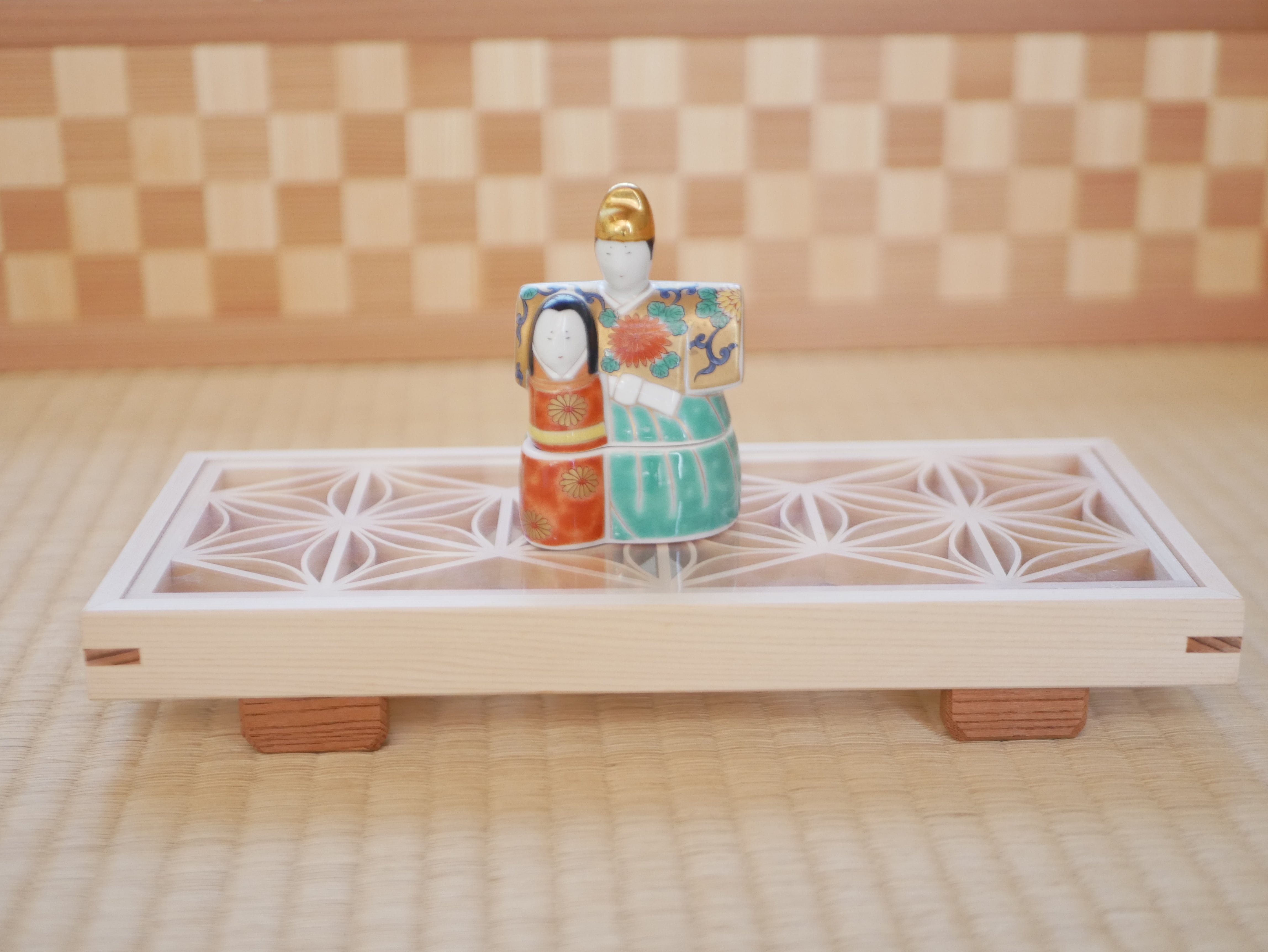 組子トレー ショート（七宝）｜Kumiko Tray – Short (Shippo Design