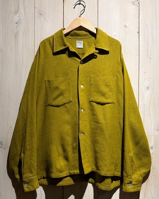 【a.k.a.C.a.k.a vintage】60's Mustard Color Vintage L/S Wool Shirt