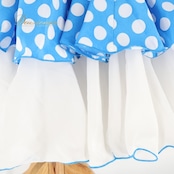 フラメンコ 衣装 ファルダ スカート シージョ 水玉 フリル ボランテ ドット 水色 白 かわいい ダンス パーティ 発表会 舞台 ステージ ホワイト系 ブルー系 子供用 おしゃれ コスチューム フレア かわいらしい フォーマル ステージ衣装 パフォーマンス
