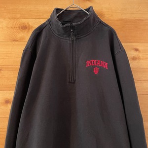 【SPORT-TEK】カレッジ インディアナ大学 ハーフジップ スウェット トレーナー Indiana University system 刺繍ロゴ L US古着