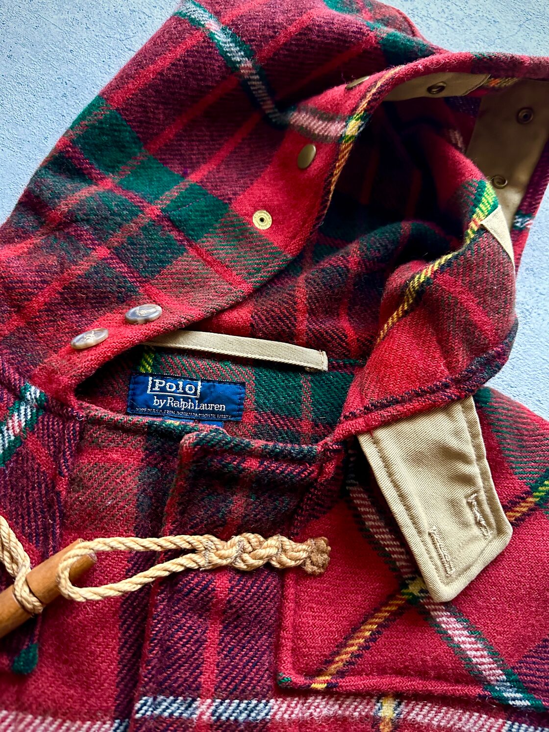 80s-90s USA製 “ RALPH LAUREN ” TARTAN PLAID LONG DUFFLE COAT OLD 