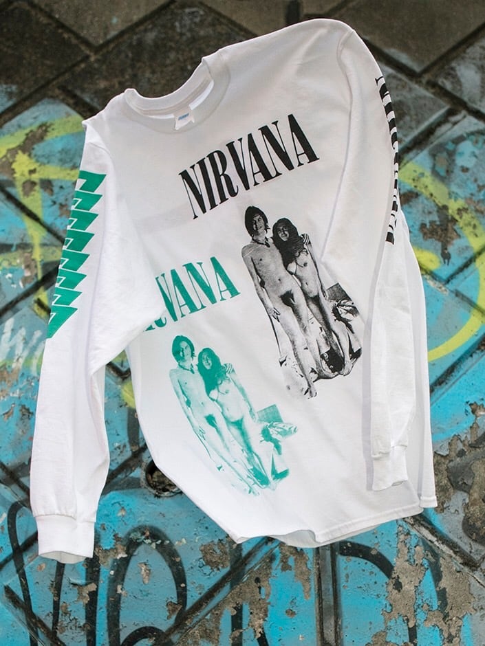 US×Jeff Ross×DUMMY NIRVANA hand print l/s T-shirts(JHON&YOKO)