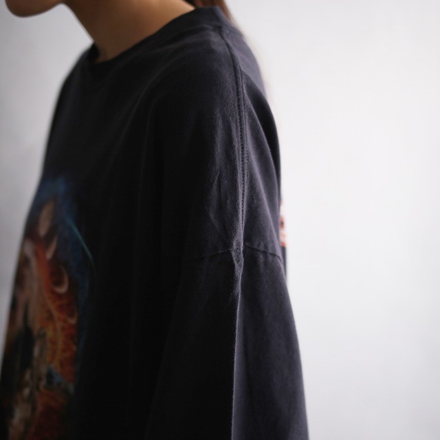 "狼×鷹" 2XL front and back print h/s big tee