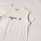 agnès b. アニエスベー ロゴ 半袖 Tシャツ カットソー T1/ホワイト レディース