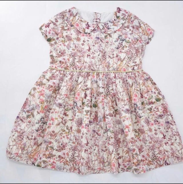 セール 再々入荷 即納 リバティ ワイルドフラワーズ タナローン Liberty ワンピース 80 90 100 110 Rirismocking スモッキング 刺繍子供服