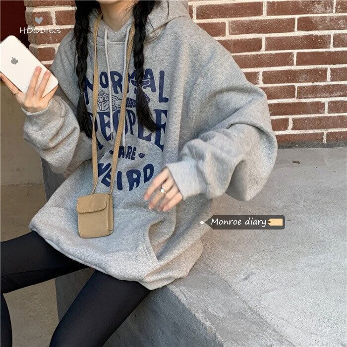 スタイルフードセーター オータムウィンターベルベットルーズジャケット 長袖スリーブ ロング 秋物 冬物 モンロー98109504401