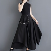 ボタンディテール アシンメ ロングキュロット 00012