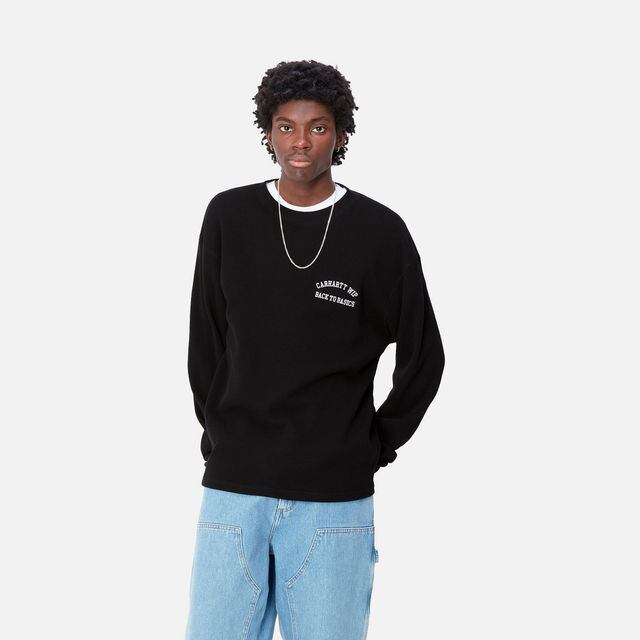 CARHARTT WIP L/S BASICS SCRIPT T-SHIRT | MAROON WEBSTORE