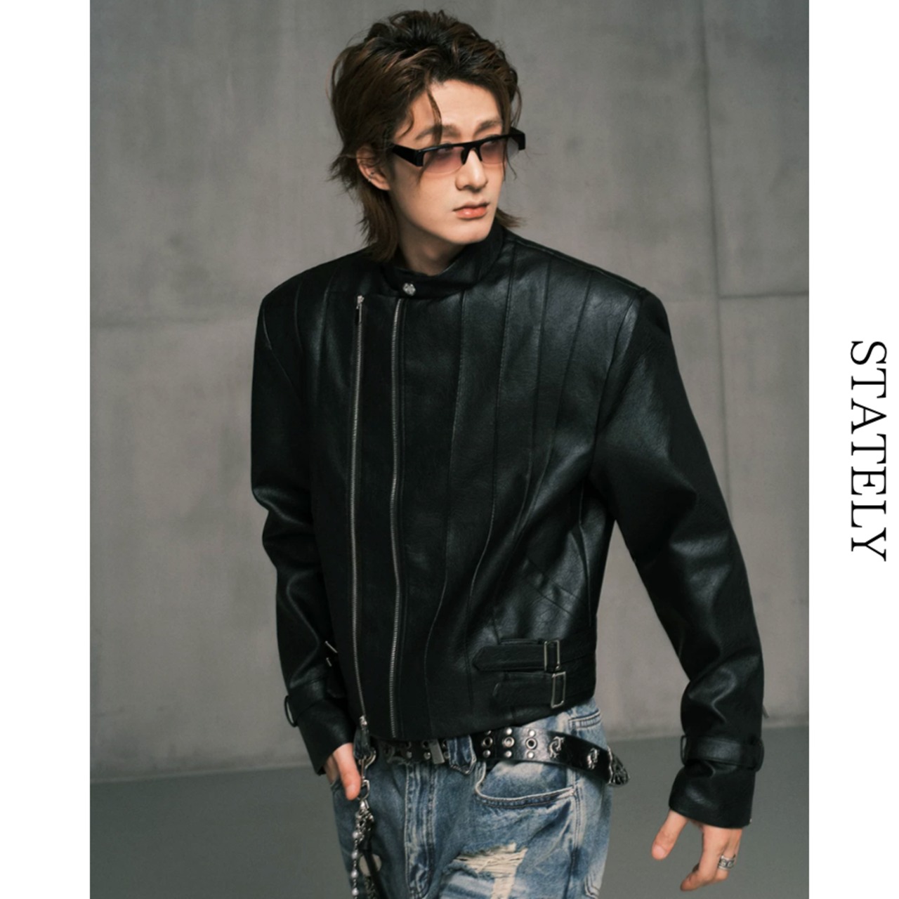 Asymmetry Zip ライダースジャケット/2color_O64・画像2