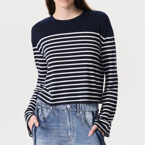 rag&bone　THE KNIT STRIPED LONG SLEEVE T SHIRT　NAVY