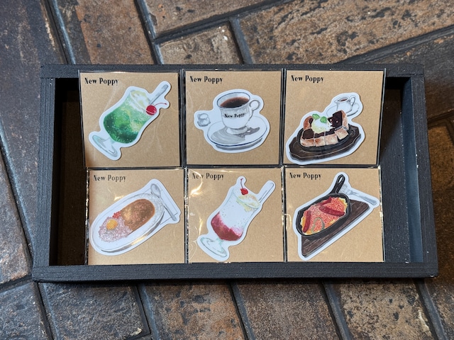 ステッカーアソートセット6枚入り（メニュー表イラスト）