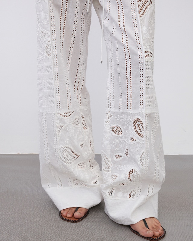 Patchwork Lace Wide Leg Pants