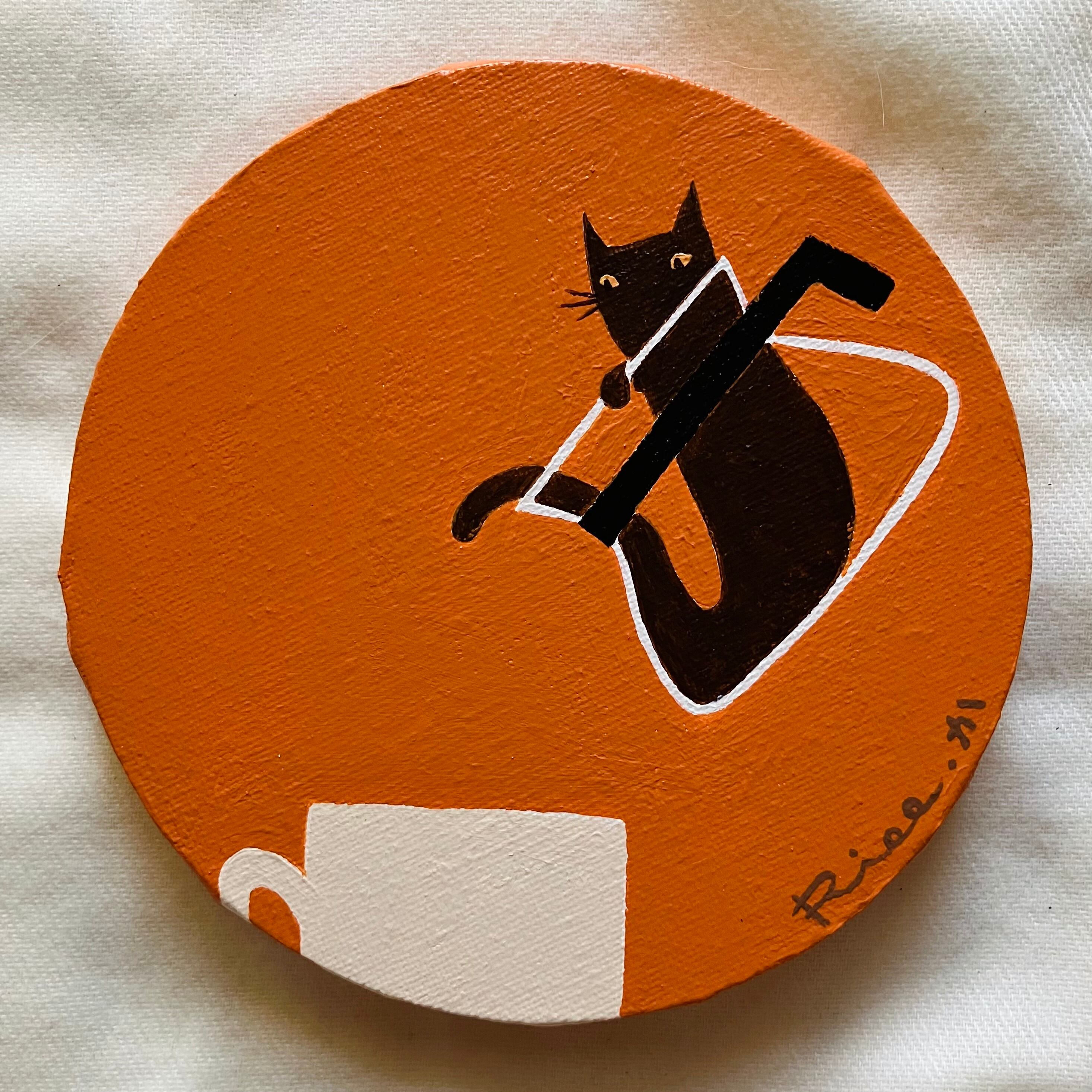 Suicat／原画 キャンバス 絵 絵画 アート イラスト 猫 白猫 | Riee .か