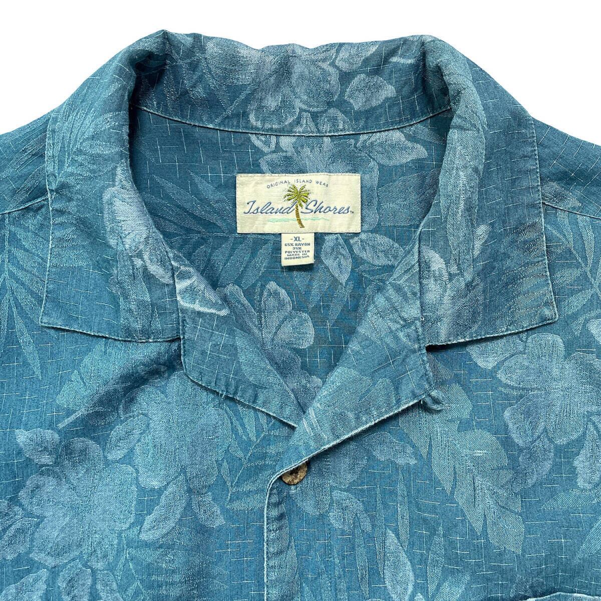 USA 古着 Island Shores アイランドショアーズ レーヨン/ポリ 開襟