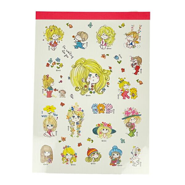 水森亜土 メモパッド(シール付き) ホワイト 文具 日本製