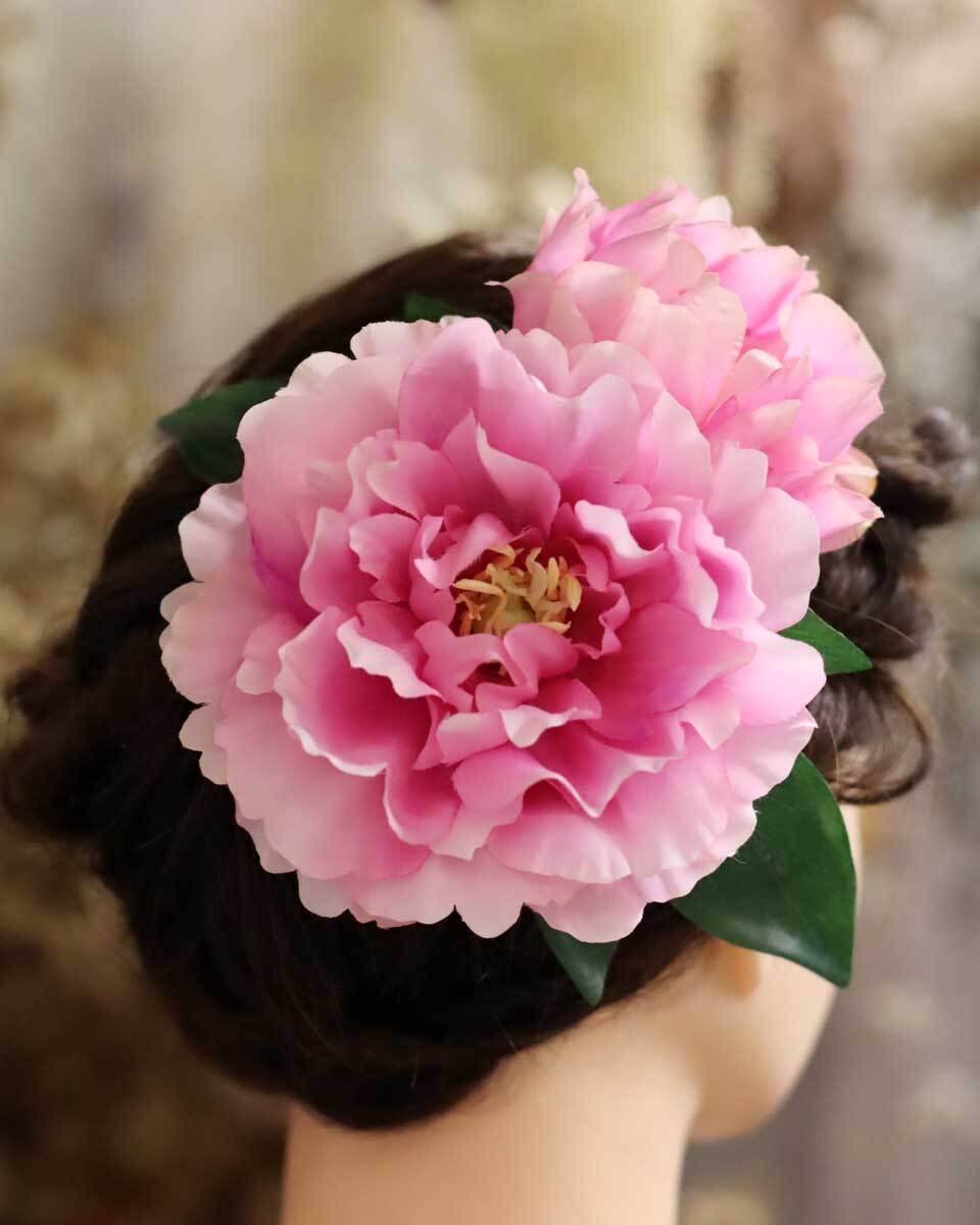 牡丹の髪飾り（セット）/ ピンク | 和装小物専門店「花椿」