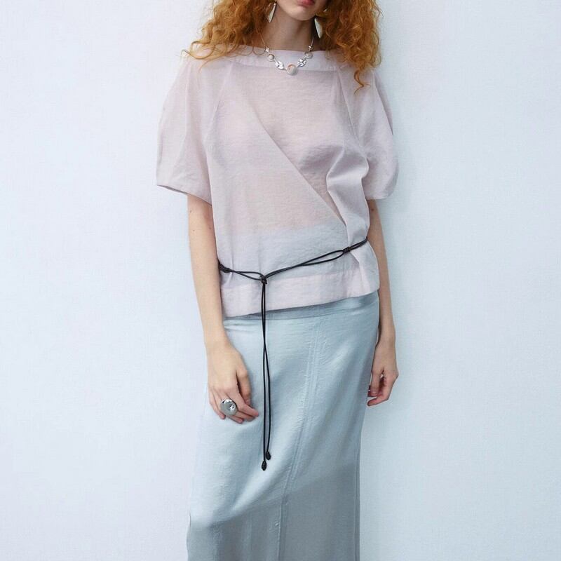 pleated short sleeve top W00415