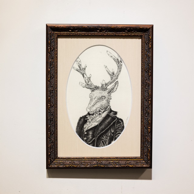 銅版画「或る森の肖像 - Crystal White Stag」